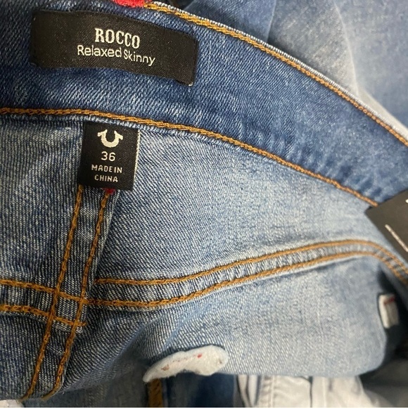 True Religion Rocco Moto Relaxed Skinny Jeans Med Sunkiss Wash W36 x L32 NWT - Picture 10 of 13
